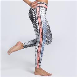 Women's Fashion High Waist Crisscross Lines Print Sports Leggings Yoga Fitness Pants L16196