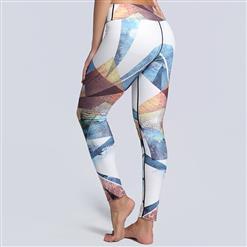 Women's Fashion High Waist Color Block Print Sports Leggings Yoga Fitness Pants L16197