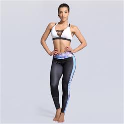 Women's Elegant Black High Waist Printed Sports Workout Leggings Yoga Fitness Pants L16200