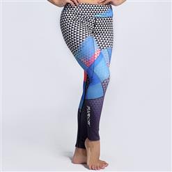 Classical Triangle Print Yoga Pants, High Waist Tight Yoga Pants, Fashion Triangle Print Fitness Pants, Casual Stretchy Sport Leggings, Women's High Waist Tight Full length Pants, #L16203