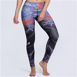 Women's Fashion High Waist Graffiti Print Sports Workout Leggings Yoga Fitness Pants L16206