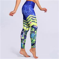 Women's Casual High Waist Floral Print Sports Workout Leggings Yoga Fitness Pants L16208