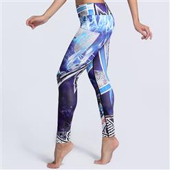 Women's Fashion Colorful High Waist Print Sports Workout Leggings Yoga Fitness Pants L16216