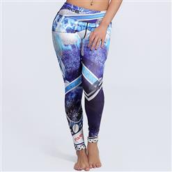 Classical Stylish Printed Yoga Pants, High Waist Tight Yoga Pants, Fashion Colorful Printed Fitness Pants, Casual Stretchy Sport Leggings, Women's High Waist Tight Full length Pants, #L16216