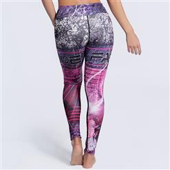 Women's High Waist Letter Graffiti Print Sports Workout Leggings Yoga Fitness Pants L16217