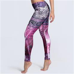 Women's High Waist Letter Graffiti Print Sports Workout Leggings Yoga Fitness Pants L16217