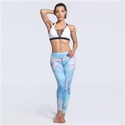 Women's Casual High Waist Rectangle Print Stretchy Sports Leggings Yoga Fitness Pants L16221