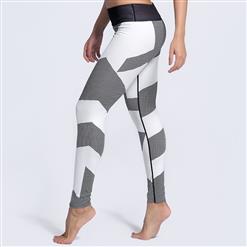 Women's Casual High Waist Color Block Print Stretchy Sports Leggings Yoga Fitness Pants L16222