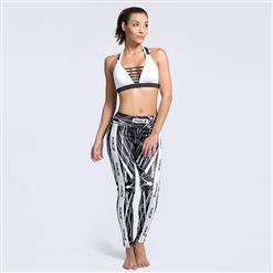 Women's High Waist Line Graffiti Print Stretchy Sports Leggings Yoga Fitness Pants L16223