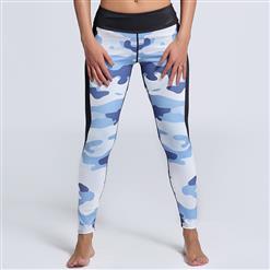 Classical Camouflage Printed Yoga Pants, High Waist Tight Yoga Pants, Fashion Camouflage Print Fitness Pants, Casual Stretchy Sport Leggings, Women's High Waist Tight Full length Pants, #L16225