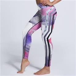 Women's Fashion High Waist Line Print Stretchy Sports Leggings Yoga Fitness Pants L16226