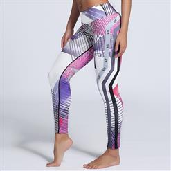 Women's Fashion High Waist Line Print Stretchy Sports Leggings Yoga Fitness Pants L16226