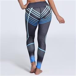 Women's Black High Waist Line Print Stretchy Sports Leggings Yoga Fitness Pants L16227