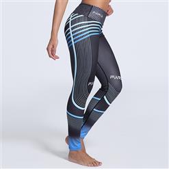 Women's Black High Waist Line Print Stretchy Sports Leggings Yoga Fitness Pants L16227