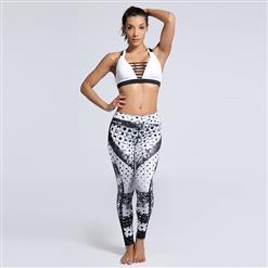 Women's Fashion High Waist Dot Print Stretchy Sports Leggings Yoga Fitness Pants L16238