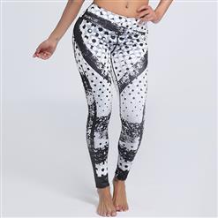 Women's Fashion High Waist Dot Print Stretchy Sports Leggings Yoga Fitness Pants L16238
