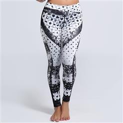 Classical Dot Print Yoga Pants, High Waist Tight Yoga Pants, Fashion Dot Print Fitness Pants, Casual Stretchy Sport Leggings, Women's High Waist Tight Full length Pants, #L16238