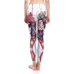 Women's Fashion White High Waist 3D Digital Death Bride Pattern Elastic Yoga Pants Sports Leggings L16240