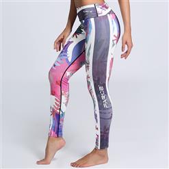 Women's High Waist Lovely Graffiti Print Stretchy Sports Leggings Yoga Fitness Pants L16251
