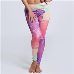 Classical Colorful Graffiti Printed Yoga Pants, High Waist Tight Yoga Pants, Fashion Colorful Graffiti Print Fitness Pants, Casual Stretchy Sport Leggings, Women's High Waist Tight Full length Pants, #L16253