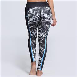 Women's High Waist Dot Line Print Stretchy Sports Leggings Yoga Fitness Pants L16254