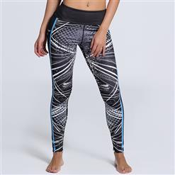 Classical Dot Print Yoga Pants, High Waist Tight Yoga Pants, Fashion Line Print Fitness Pants, Casual Stretchy Sport Leggings, Women's High Waist Tight Full length Pants, #L16254