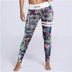 Women's Elegant High Waist Floral Print Stretchy Sports Leggings Yoga Fitness Pants L16255