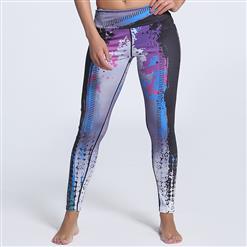 Classical Graffiti Print Yoga Pants, High Waist Tight Yoga Pants, Fashion Digital Print Fitness Pants, Casual Stretchy Sport Leggings, Women's High Waist Tight Full length Pants, #L16257