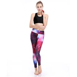 Women's Fashion High Waist Galaxy Star Print Stretchy Sports Leggings Yoga Fitness Pants L16265