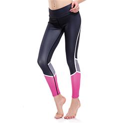 Women's Black/Pink High Waist Printed Stretchy Sports Leggings Yoga Fitness Pants L16267