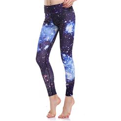 Women's Charming High Waist Starry Sky Print Stretchy Sports Leggings Yoga Fitness Pants L16271