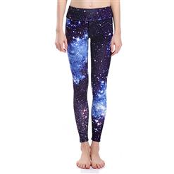 Classical Starry Sky Print Yoga Pants, High Waist Tight Yoga Pants, Fashion Starry Sky Print Fitness Pants, Casual Stretchy Sport Leggings, Women's High Waist Tight Full length Pants, #L16271