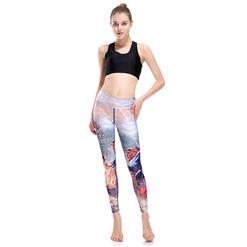 Women's High Waist Beauty and Beast Print Stretchy Sports Leggings Yoga Fitness Pants L16327