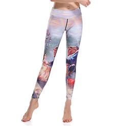 Women's High Waist Beauty and Beast Print Stretchy Sports Leggings Yoga Fitness Pants L16327