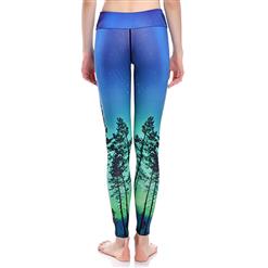 Women's Casual High Waist Trees Print Stretchy Sports Leggings Yoga Fitness Pants L16329