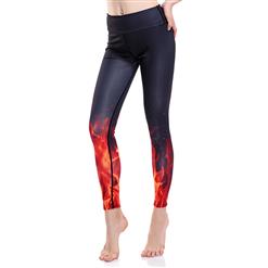Women's Fashion High Waist Flame Print Stretchy Sports Leggings Yoga Fitness Pants L16330
