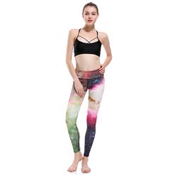 Women's Casual High Waist Galaxy Print Stretchy Sports Leggings Yoga Fitness Pants L16331