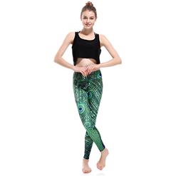Women's Charming High Waist Peacock Print Stretchy Sports Leggings Yoga Fitness Pants L16333