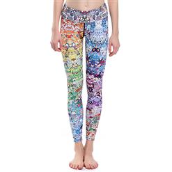 Lovely Cartoon Print Yoga Pants, High Waist Tight Yoga Pants, Fashion Cartoon Print Fitness Pants, Casual Stretchy Sport Leggings, Women's High Waist Tight Full length Pants, #L16334