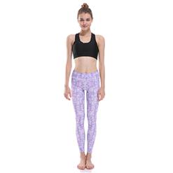 Women's Light Purple High Waist Printed Stretchy Sports Leggings Yoga Fitness Pants L16337
