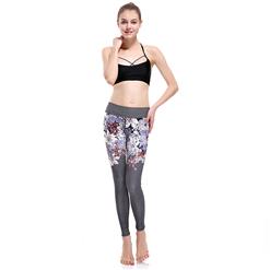 Women's Popular High Waist Floral Print Stretchy Sports Leggings Yoga Fitness Pants L16352