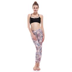 Women's Pink High Waist Retro Print Stretchy Sports Leggings Yoga Fitness Pants L16353