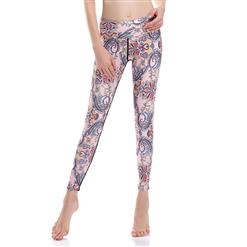 Lovely Printed Yoga Pants, High Waist Tight Yoga Pants, Fashion Printed Fitness Pants, Casual Stretchy Sport Leggings, Women's High Waist Tight Full length Pants, #L16353