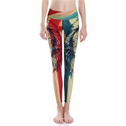 Classical Lion Print Yoga Pants, High Waist Tight Yoga Pants, Fashion Lion Print Fitness Pants, Casual Stretchy Sport Leggings, Women's High Waist Tight Full length Pants, #L16369
