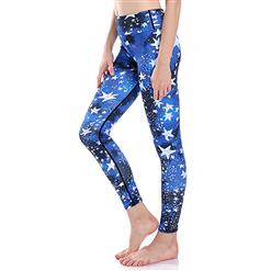 Women's Popular High Waist Star Print Stretchy Sports Leggings Yoga Fitness Pants L16371