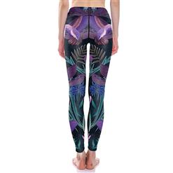 Popular High Waist Floral Print Stretchy Sports Leggings Yoga Fitness Pants L16380