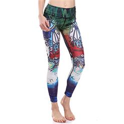 Fashion High Waist Retro Print Stretchy Sports Leggings Yoga Fitness Pants L16385