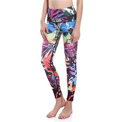 Fashion Colorful High Waist Digital Print Stretchy Sports Leggings Yoga Fitness Pants L16386