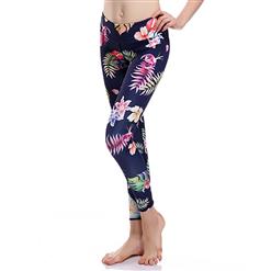 Fashion Casual High Waist Floral Print Stretchy Sports Leggings Yoga Fitness Pants L16387