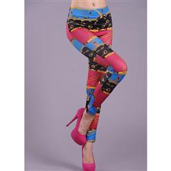 Women's Fashion Golden Chain Pattern Leggings L5166